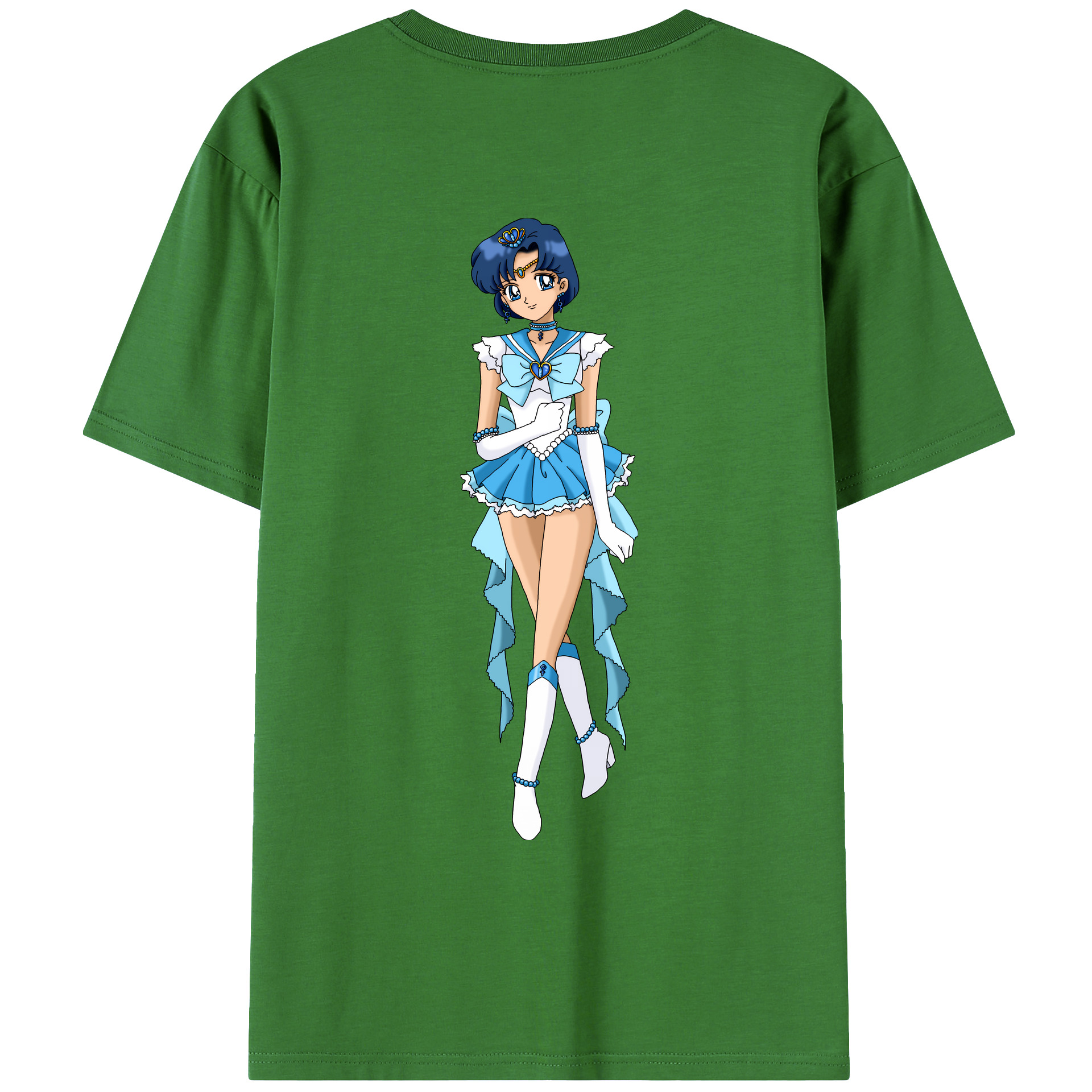 （画像用） 美少女戦士セーラームーン 水野 亜美 みずの あみ Sailor Moon Mizuno Ami レディース半袖Tシャツ(バックプリント)